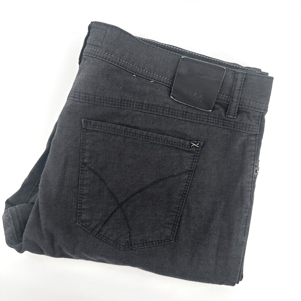 BRAX Feel Good Cooper Fancy Mens 38x34 (Fits 36x32) Gray Black Pattern Reg Pants